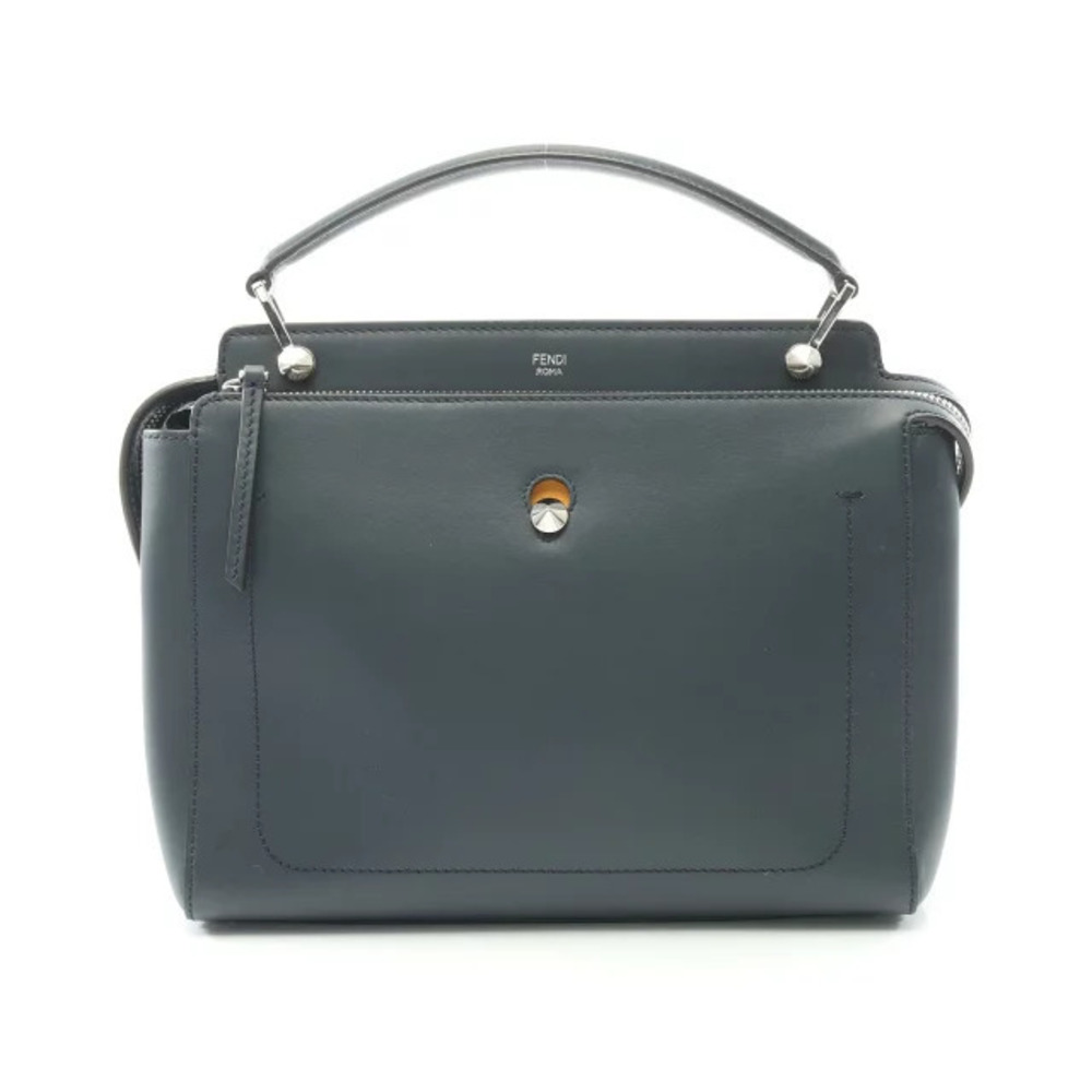 Fendi DOT COM Handbag Leather Navy Blue
